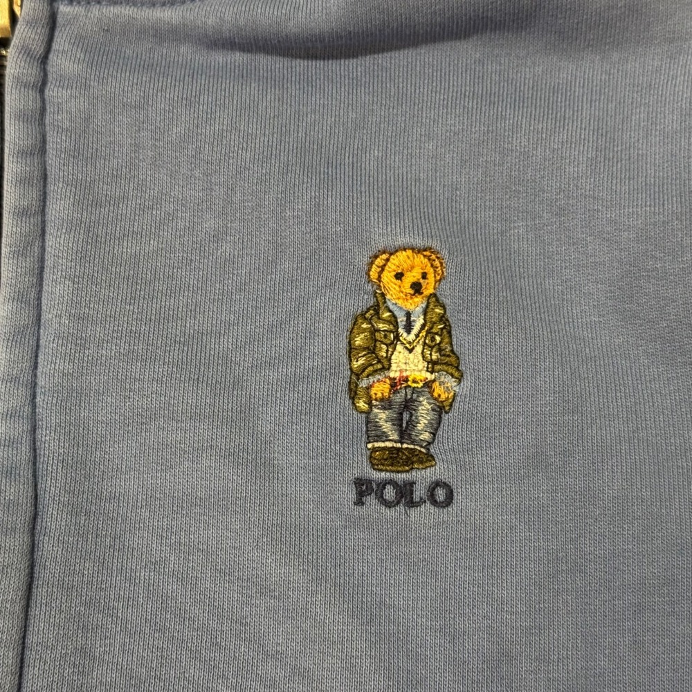 Polo Ralph Lauren Boys Blue Polo Bear Full Zip Hoodie Sweatshirt Size M 10-12 - Picture 4 of 8